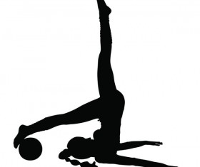 Girl gymnastic sport silhouette sportswoman ball Stock Vector