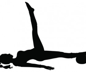 Fitness ball with girl silhouette vector set 05