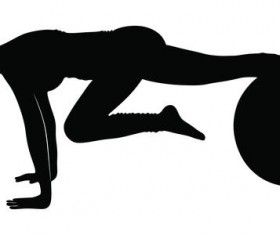 Fitness ball with girl silhouette vector set 06