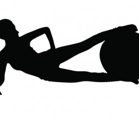 Fitness ball with girl silhouette vector set 07