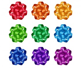Floral ribbon bows vector set