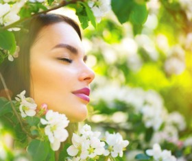 Flower womans face Stock Photo