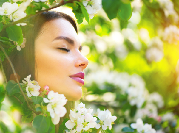 Flower womans face Stock Photo