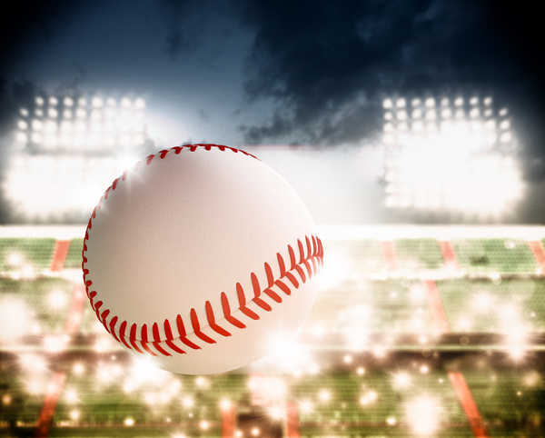 Flying baseball Stock Photo
