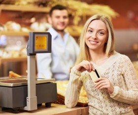Food store female customers Stock Photo