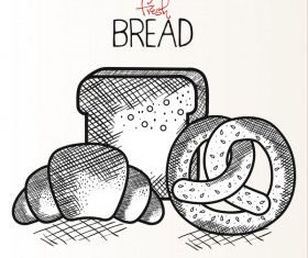 Fresh bread hand drawing vector material 02