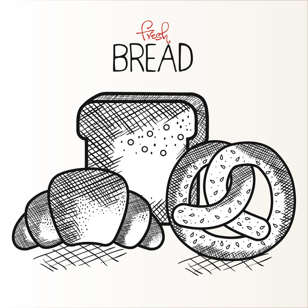 Fresh bread hand drawing vector material 02