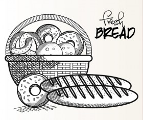 Fresh bread hand drawing vector material 03