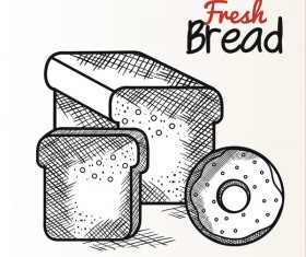 Fresh bread hand drawing vector material 04