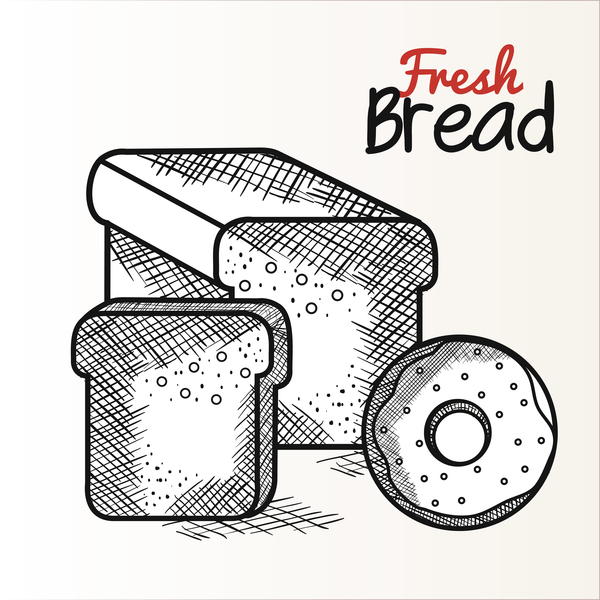 Fresh bread hand drawing vector material 04