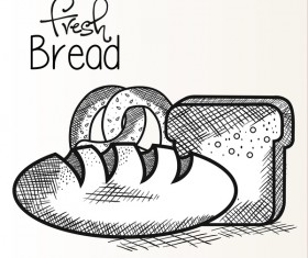 Fresh bread hand drawing vector material 05