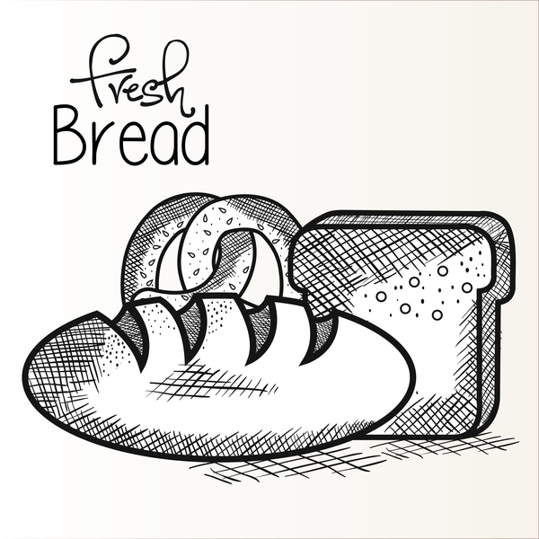 Fresh bread hand drawing vector material 05