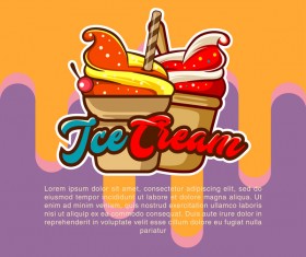 Fruity ice cream poster vector 01