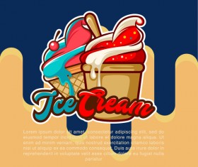 Fruity ice cream poster vector 02