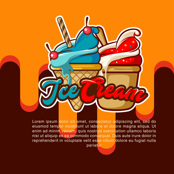 Fruity ice cream poster vector 03