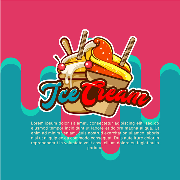 Fruity ice cream poster vector 04