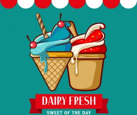 Fruity ice cream poster vector 06