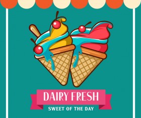 Fruity ice cream poster vector 07