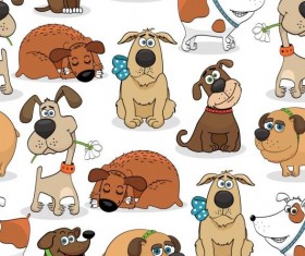 Funny dog cartoon seamless pattern vector 01
