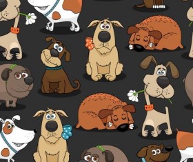 Funny dog cartoon seamless pattern vector 02