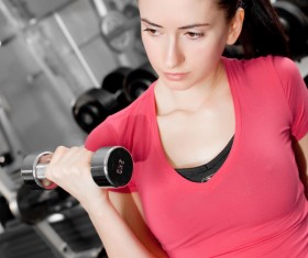 Girl dumbbell movement Stock Photo 02