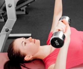 Girl dumbbell movement Stock Photo 04
