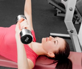 Girl dumbbell movement Stock Photo 06