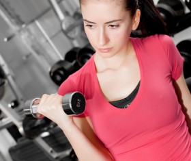 Girl dumbbell movement Stock Photo 08
