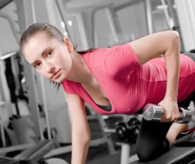 Girl dumbbell movement Stock Photo 09