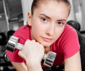 Girl dumbbell movement Stock Photo 12