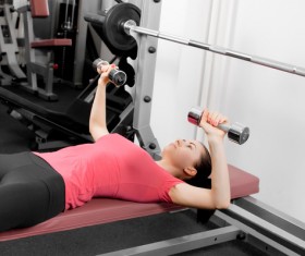Girl dumbbell movement Stock Photo 13