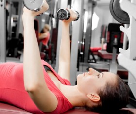 Girl dumbbell movement Stock Photo 14