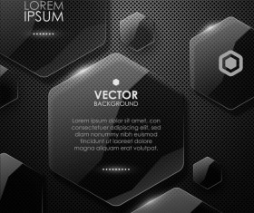 Glass banner with black metal background vector