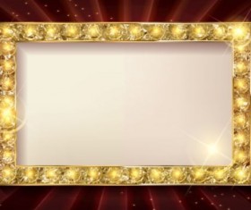 Gloden diamond frame with dark red background vector