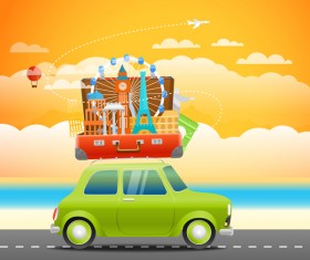 Go vacation travel with car vector