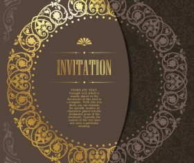 Golden decor invitation card retro styles vector 01
