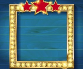 Golden diamond frame with blue wood background vector