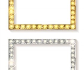 Golden with silver diamond frame vector material 01