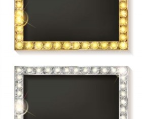 Golden with silver diamond frame vector material 02