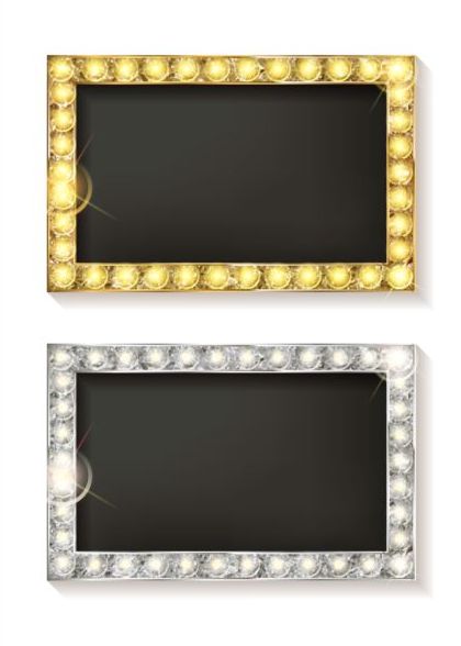 Golden with silver diamond frame vector material 02
