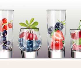 Grass cup with berry vectors