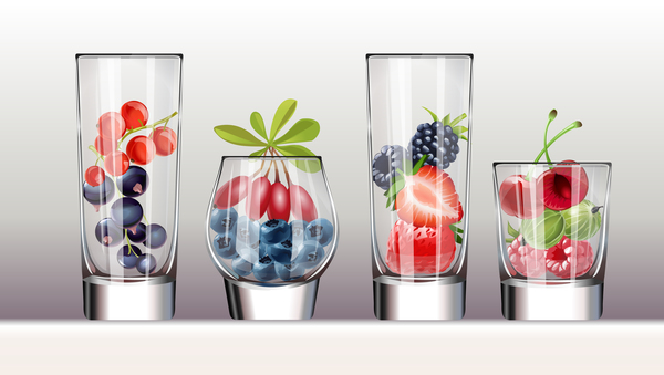 Grass cup with berry vectors