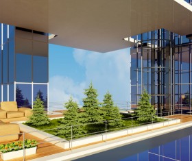 Green on the roof Stock Photo