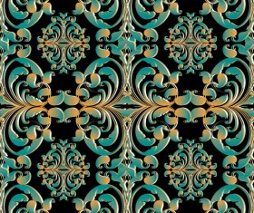 Green with golden retro pattern seamless vector