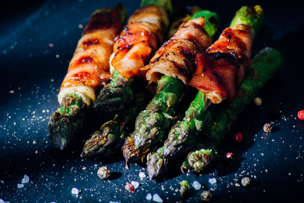 Grilled Asparagus with Salt Stock Photo 04