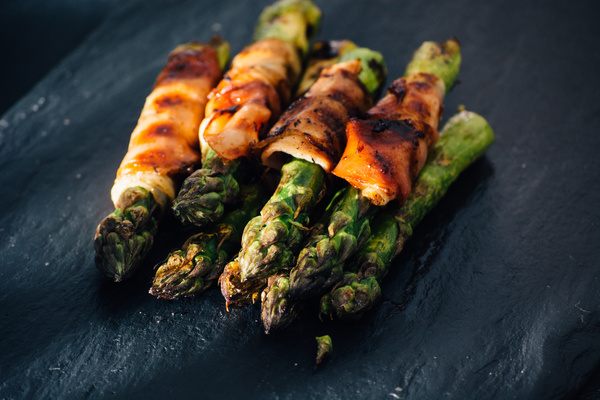 Grilled Asparagus with Salt Stock Photo 05