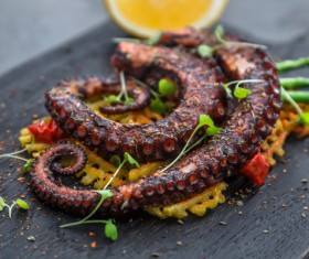 Grilled squid Stock Photo