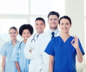 Group of happy doctors at hospital Stock Photo 01