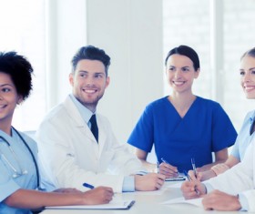 Group of happy doctors at hospital Stock Photo 02