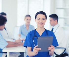 Group of happy doctors at hospital Stock Photo 04